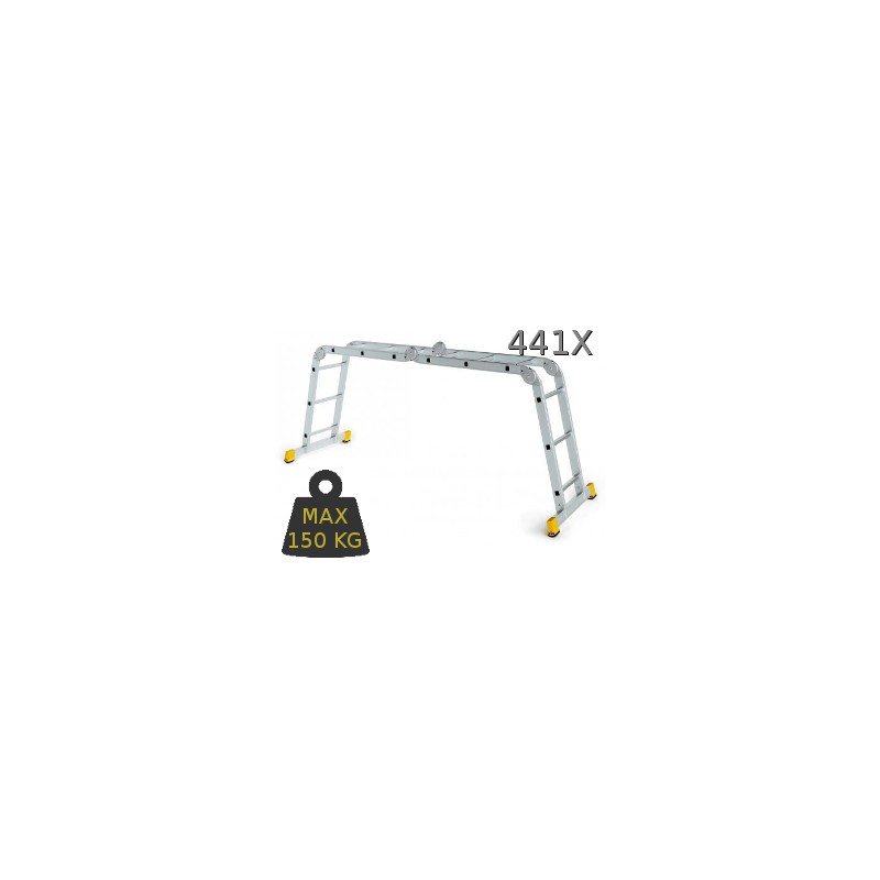 Kopėčios aliumininės, 4x4pakopų 237-468cm. sulankstomos, 4 dalių FORTE