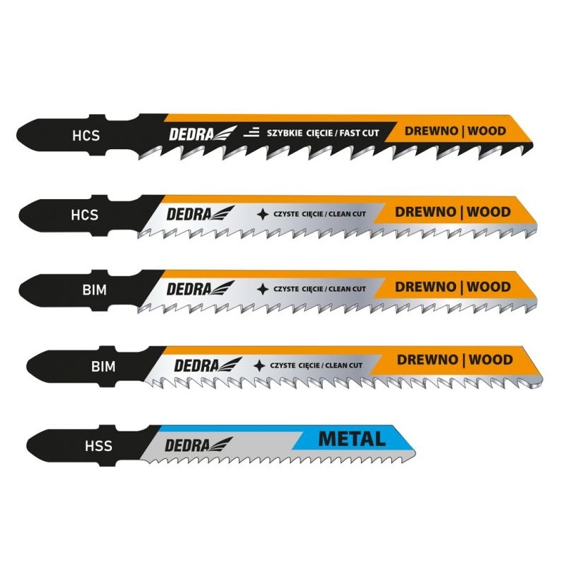 Pukleliai 5vnt. siaurapjūkliui rinkinys medis/metalas 08T003