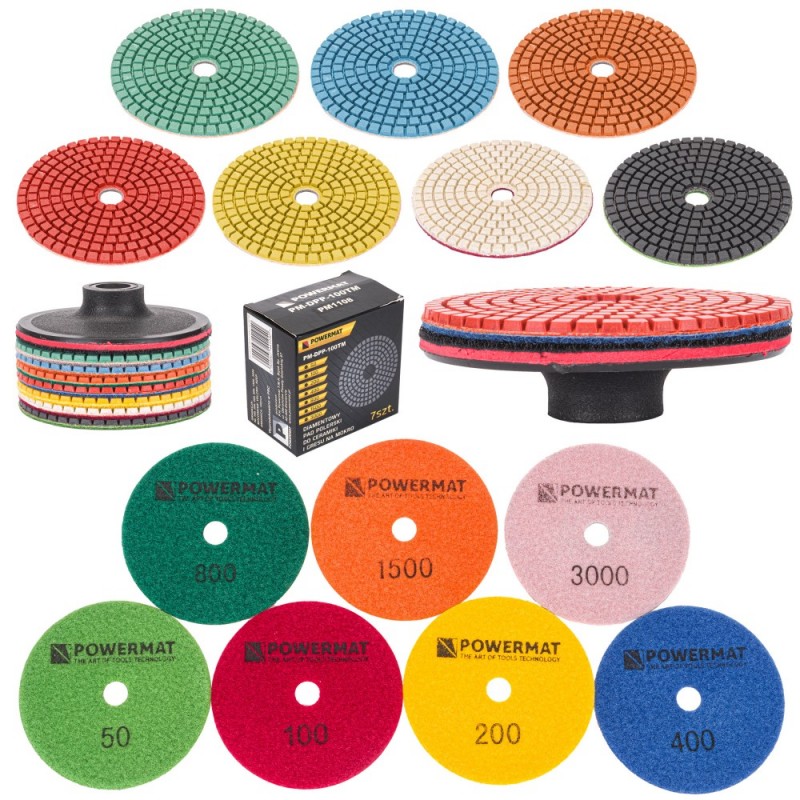 Diskų 7vnt. rinkinys, keramikos šlifavimui PM-DPP-100TM