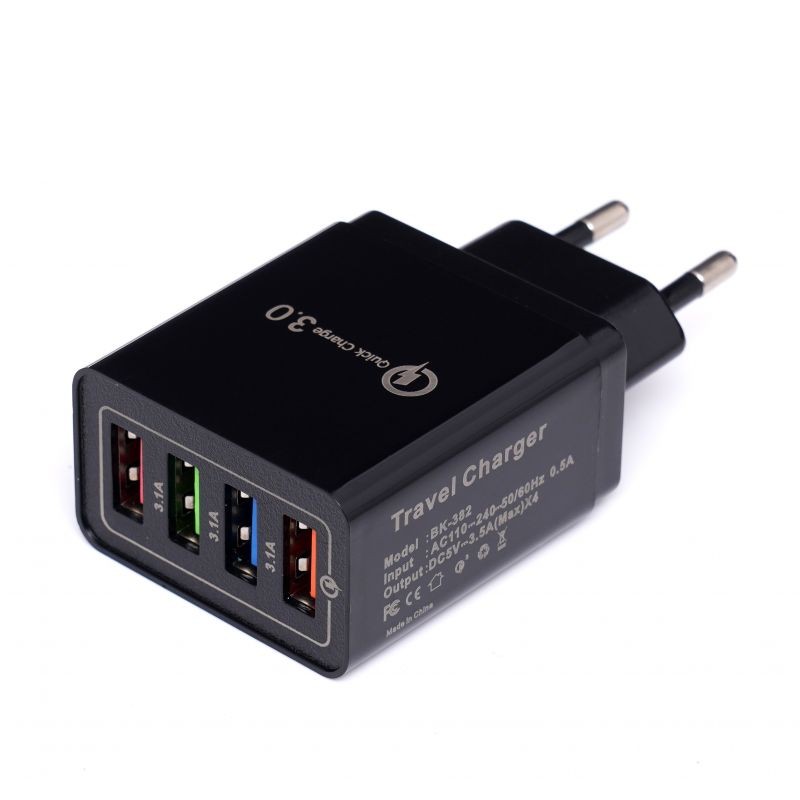 Įkroviklis 3USB/3,1A + 1USB greitas įkrovimas KD1239