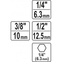 Adapterių HEX rinkinys galvutėms YATO 04685