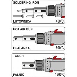 Lituoklis dujinis 3in1 30ml. 1300°C su rinkiniu YATO YT-36706