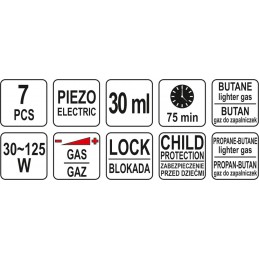 Lituoklis dujinis 3in1 30ml. 1300°C su rinkiniu YATO YT-36706