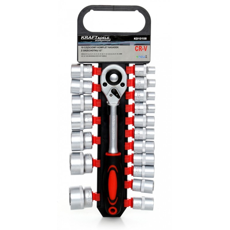 Galvučių rinkinys 8-32mm. su rankena 1/2 KRAFTDELE KD10108