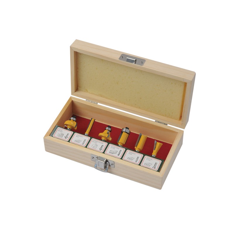 Frezos medžiui 6vnt. 1/4"(6,3mm). CROWNMAN