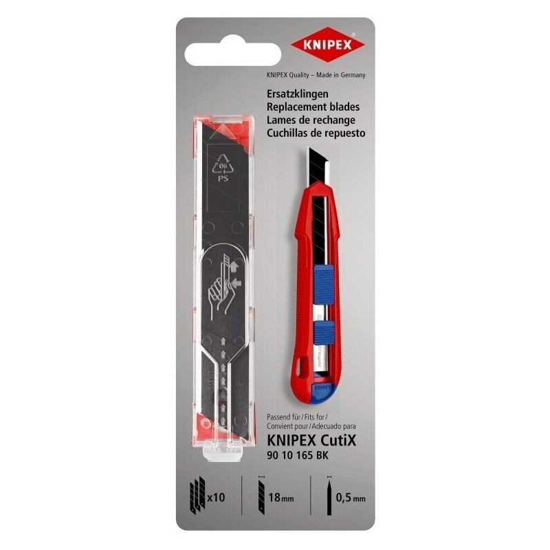 Geležtė peiliui 18mm. 10vnt. nulaužiama KNIPEX