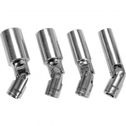 Galvučių žvakėms 14, 16, 18, 21mm. su šarnyru 4vnt. rinkinys 3/8"
