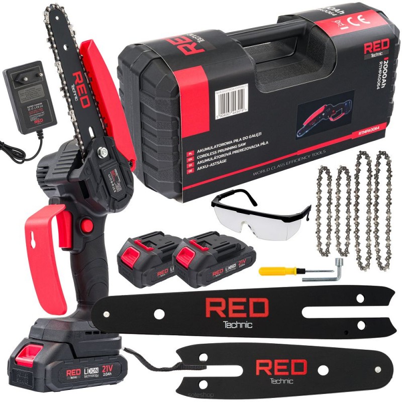 Mini grandininis pjūklas, 20V/2,0Ah akumuliatorinis RED TECHNIC