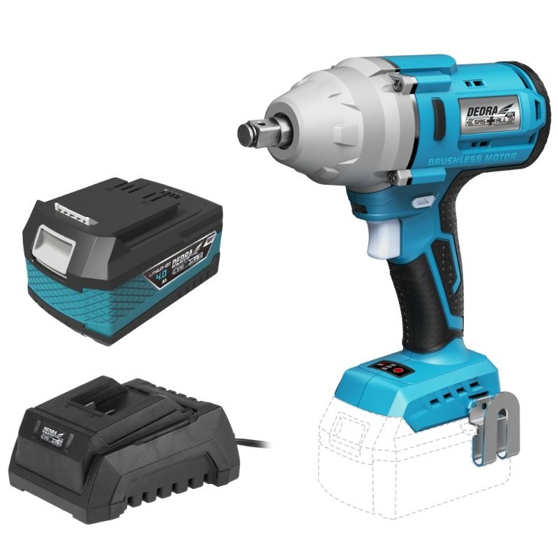 Veržliasūkio smūginio rinkinys 600Nm. 1/2" 18V/4,0Ah akumuliatorinis SAS+ALL