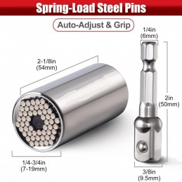 Universali galvutė 7-19mm. su adapteriu 1/4"-3/4" KD1561