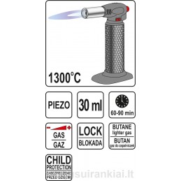 Degiklis dujinis Piezo 1300°C YATO YT-36700